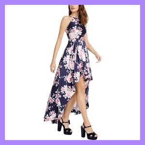 Speechless Floral Print Maxi Halter Dress With Hi-Low Skirt (juniors 5) New